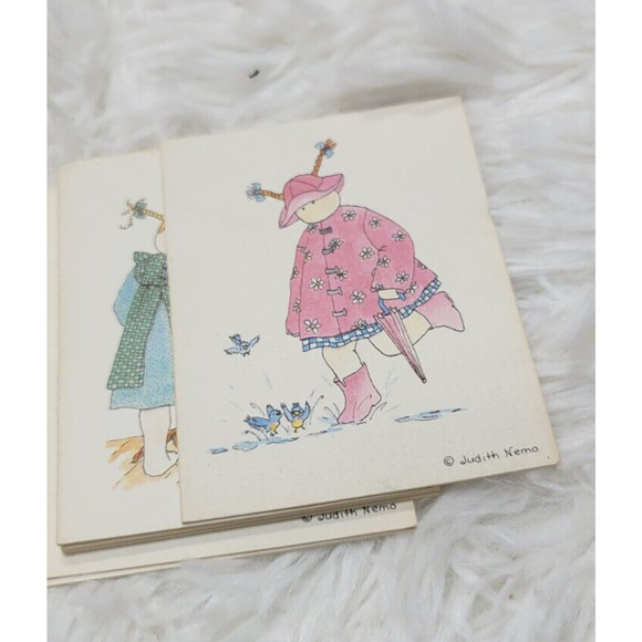 Vintage 1989 Judith Nemo Mama's Little Dumplings Set of 59 Mini Blank Cards - Picture 4 of 8